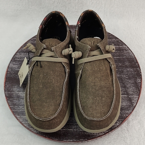 Ariat Men's Hilo Stretch Lace Dark Tan and Rust Aztec Shoe 10040445 - Picture 3 of 8